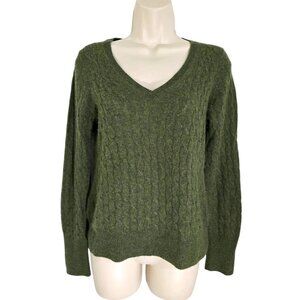 Banana Republic Womens Green Italian Cashmere Sweater‎ Cable Knit Long Sleeve S